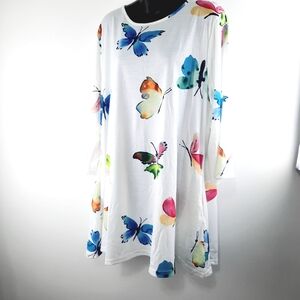 Colorful Butterfly Print Long Sleeve Top